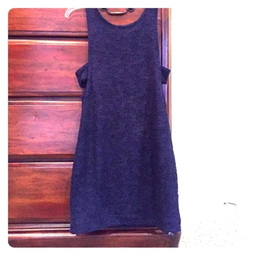 NWT $132 Chaser Blue Lace Deep U Back Dress S